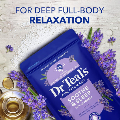 Epsom Salt Soaking Solution, Soothe & Sleep, Lavender, 3Lbs