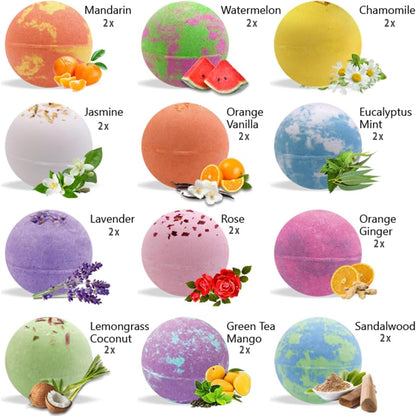 Bath Bombs for Women Gift Set - 24 Natural and Organic Bath Bombs with Essential Oils & Moisturizing Shea Butter, Spa Birthday Gift, Selfcare Gifts, Women, Teen Girls, Bridesmaid Gift