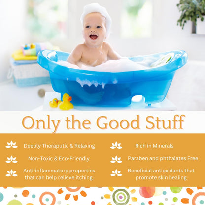 Oatmeal Honey Kids Bath Salts - Organic Bath Soak for Baby Essentials, Natural Bath Salt, Soothing & Gentle Skin Care for Babies, Toddlers, and Children - 24Oz.