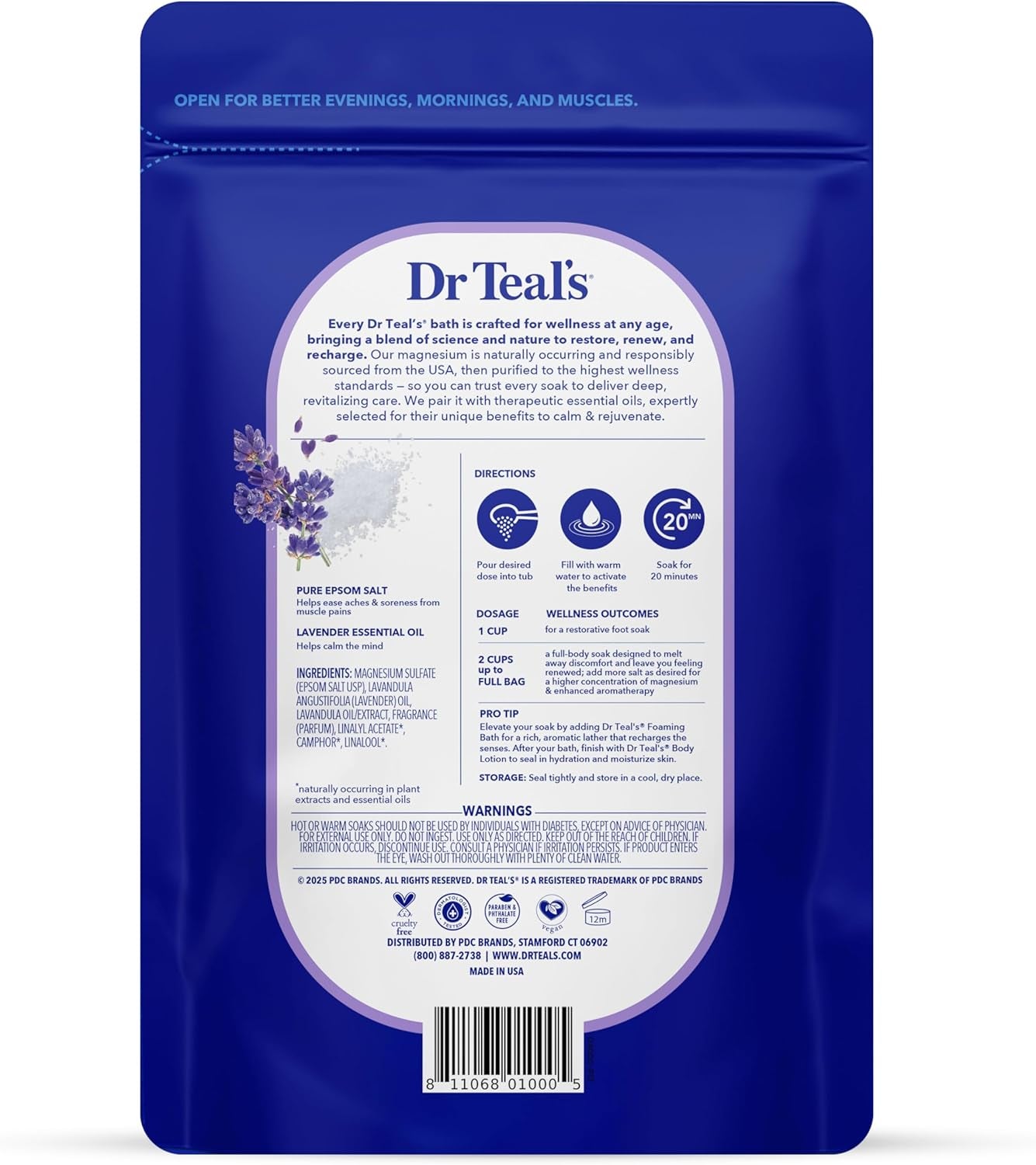 Epsom Salt Soaking Solution, Soothe & Sleep, Lavender, 3Lbs