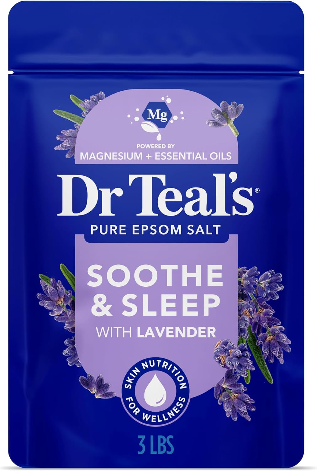 Epsom Salt Soaking Solution, Soothe & Sleep, Lavender, 3Lbs